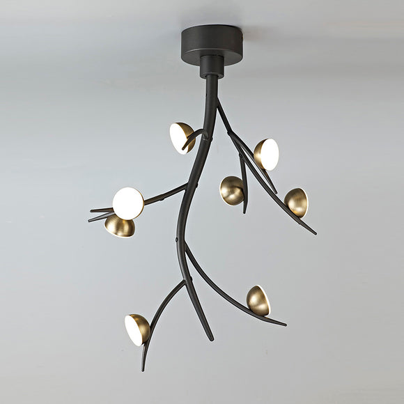 8 Light Ceiling Pendant, Black and Antique Brass Finish (1230GLO20A)