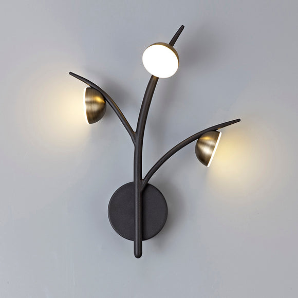3 Light Wall Lamp, Black and Antique Brass Finish (1230GLO22A)