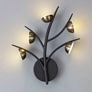 5 Light Wall Lamp, Black and Antique Brass Finish (1230GLO22B)