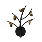 5 Light Wall Lamp, Black and Antique Brass Finish (1230GLO22B)