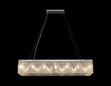 120x37cm Rectangular Pendant Chandelier, 16 Light E14, Polished Chrome/Crystal (1230HAL40CH)