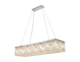 120x37cm Rectangular Pendant Chandelier, 16 Light E14, Polished Chrome/Crystal (1230HAL40CH)