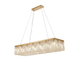 120x37cm Rectangular Pendant Chandelier, 16 Light E14, Gold/Crystal (1230HAL40GO)