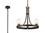 3 Light Ceiling Pendant - Brown Oxide/Bronze with Clear Glass Shades (1230LOA25A)