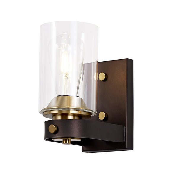 1 Light Wall Lamp - Brown Oxide/Bronze with Clear Glass Shades (1230LOA25C)