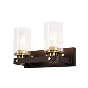 2 Light Wall Lamp - Brown Oxide/Bronze with Clear Glass Shades (1230LOA25B)