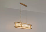 1m x 35cm Oval Flush/Semi Ceiling/Pendant Convertible, E14, Brass/Clear Glass - Other Finishes available (1230LUX87B)