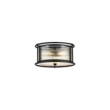 3 Light 35cm Round Flush/Semi Ceiling/Pendant Convertible, E14, Satin Black/Clear Glass - Other Finishes available (1230LUX86A)