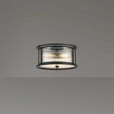 3 Light 35cm Round Flush/Semi Ceiling/Pendant Convertible, E14, Satin Black/Clear Glass - Other Finishes available (1230LUX86A)