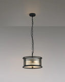 3 Light 35cm Round Flush/Semi Ceiling/Pendant Convertible, E14, Satin Black/Clear Glass - Other Finishes available (1230LUX86A)