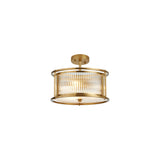 3 Light 35cm Round Flush/Semi Ceiling/Pendant Convertible, E14, Brass/Clear Glass - Other Finishes available (1230LUX86B)