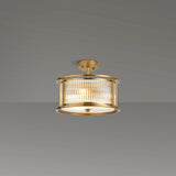 3 Light 35cm Round Flush/Semi Ceiling/Pendant Convertible, E14, Brass/Clear Glass - Other Finishes available (1230LUX86B)