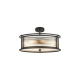 6 Light 50cm Round Flush/Semi Ceiling/Pendant Convertible, E14, Satin Black/Clear Glass - Other Finishes available (1230LUX86E)