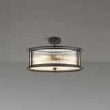 6 Light 50cm Round Flush/Semi Ceiling/Pendant Convertible, E14, Satin Black/Clear Glass - Other Finishes available (1230LUX86E)