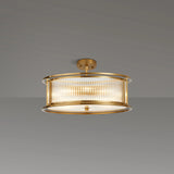 6 Light 50cm Round Flush/Semi Ceiling/Pendant Convertible, E14, Brass/Clear Glass - Other Finishes available (1230LUX86F)
