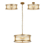 6 Light 50cm Round Flush/Semi Ceiling/Pendant Convertible, E14, Brass/Clear Glass - Other Finishes available (1230LUX86F)