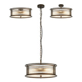 6 Light 50cm Round Flush/Semi Ceiling/Pendant Convertible, E14, Bronze/Clear Glass - Other Finishes available (1230LUX86G)