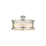 6 Light 50cm Round Flush/Semi Ceiling/Pendant Convertible, E14, Polished Chrome/Clear Glass - Other Finishes available (1230LUX86H)