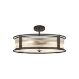 8 Light 65cm Round Flush/Semi Ceiling/Pendant Convertible, E14, Satin Black/Clear Glass - Other Finishes available (1230LUX87E)
