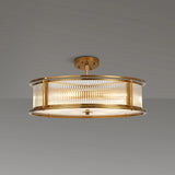 8 Light 65cm Round Flush/Semi Ceiling/Pendant Convertible, E14, Brass/Clear Glass - Other Finishes available (1230LUX87F)