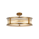 8 Light 65cm Round Flush/Semi Ceiling/Pendant Convertible, E14, Brass/Clear Glass - Other Finishes available (1230LUX87F)