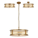8 Light 65cm Round Flush/Semi Ceiling/Pendant Convertible, E14, Brass/Clear Glass - Other Finishes available (1230LUX87F)