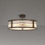 8 Light 65cm Round Flush/Semi Ceiling/Pendant Convertible, E14, Bronze/Clear Glass - Other Finishes available (1230LUX87G)