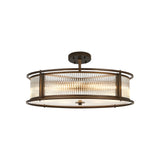 8 Light 65cm Round Flush/Semi Ceiling/Pendant Convertible, E14, Bronze/Clear Glass - Other Finishes available (1230LUX87G)