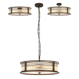 8 Light 65cm Round Flush/Semi Ceiling/Pendant Convertible, E14, Bronze/Clear Glass - Other Finishes available (1230LUX87G)