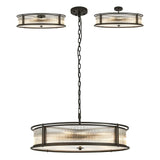 10 Light 80cm Round Flush/Semi Ceiling/Pendant Convertible, E14, Satin Black/Clear Glass - Other Finishes available (1230LUX85A)