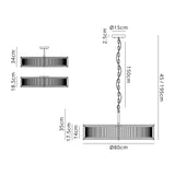 10 Light 80cm Round Flush/Semi Ceiling/Pendant Convertible, E14, Satin Black/Clear Glass - Other Finishes available (1230LUX85A)