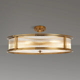 10 Light 80cm Round Flush/Semi Ceiling/Pendant Convertible, E14, Brass/Clear Glass - Other Finishes available (1230LUX85B)