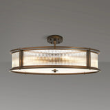10 Light 80cm Round Flush/Semi Ceiling/Pendant Convertible, E14, Bronze/Clear Glass - Other Finishes available (1230LUX85C)