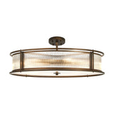 10 Light 80cm Round Flush/Semi Ceiling/Pendant Convertible, E14, Bronze/Clear Glass - Other Finishes available (1230LUX85C)
