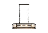 1m x 35cm Oval Flush/Semi Ceiling/Pendant Convertible, E14, Satin Black/Clear Glass - Other Finishes available (1230LUX87A)