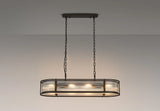 1m x 35cm Oval Flush/Semi Ceiling/Pendant Convertible, E14, Satin Black/Clear Glass - Other Finishes available (1230LUX87A)