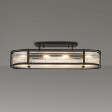 1m x 35cm Oval Flush/Semi Ceiling/Pendant Convertible, E14, Satin Black/Clear Glass - Other Finishes available (1230LUX87A)