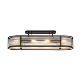 1m x 35cm Oval Flush/Semi Ceiling/Pendant Convertible, E14, Satin Black/Clear Glass - Other Finishes available (1230LUX87A)