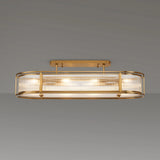 1m x 35cm Oval Flush/Semi Ceiling/Pendant Convertible, E14, Brass/Clear Glass - Other Finishes available (1230LUX87B)