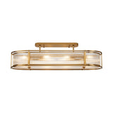 1m x 35cm Oval Flush/Semi Ceiling/Pendant Convertible, E14, Brass/Clear Glass - Other Finishes available (1230LUX87B)