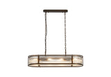 1m x 35cm Oval Flush/Semi Ceiling/Pendant Convertible, E14, Bronze/Clear Glass - Other Finishes available (1230LUX87C)