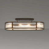 1m x 35cm Oval Flush/Semi Ceiling/Pendant Convertible, E14, Bronze/Clear Glass - Other Finishes available (1230LUX87C)