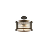 3 Light 35cm Round Flush/Semi Ceiling/Pendant Convertible, E14, Bronze/Clear Glass - Other Finishes available (1230LUX86C)