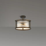 3 Light 35cm Round Flush/Semi Ceiling/Pendant Convertible, E14, Bronze/Clear Glass - Other Finishes available (1230LUX86C)