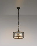 3 Light 35cm Round Flush/Semi Ceiling/Pendant Convertible, E14, Bronze/Clear Glass - Other Finishes available (1230LUX86C)