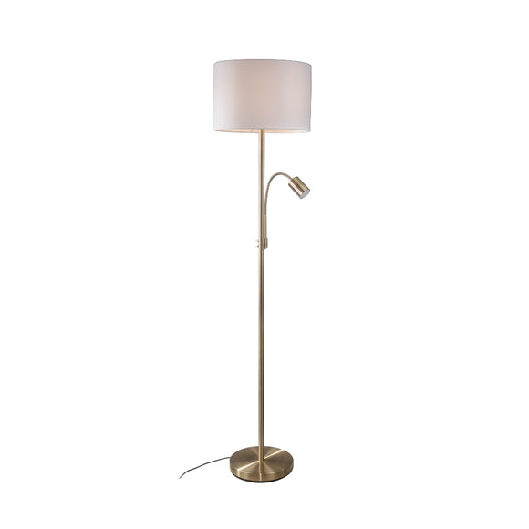 2 Light Mother and Child Floor Lamp Antique Brass with Shade (01529MAR02ABFL)