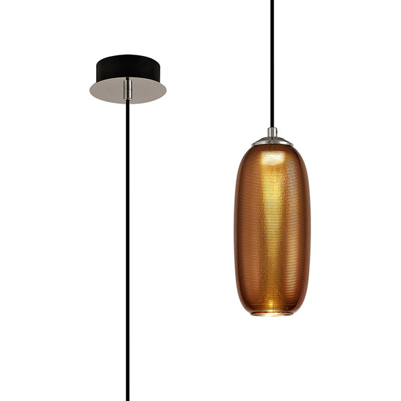 Pendant, Polished Chrome/Black With Copper Glass (1230RIP138B)
