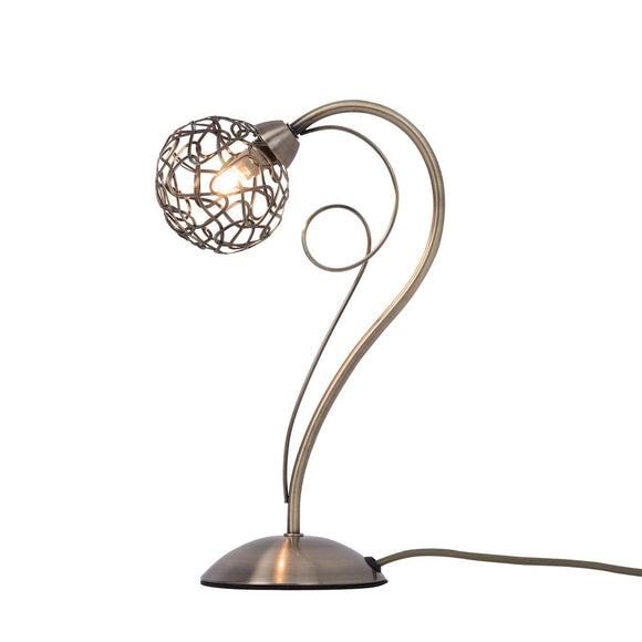 1 Light Antique Brass Table Light with Mesh Ball Shade (01529RON01ABTL)