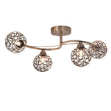 4 Light Antique Brass Flush with Mesh Ball Shades (01529RON04AB)
