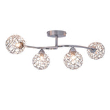 4 Light Chrome Flush with Mesh Ball Shades (01529RON04CH)